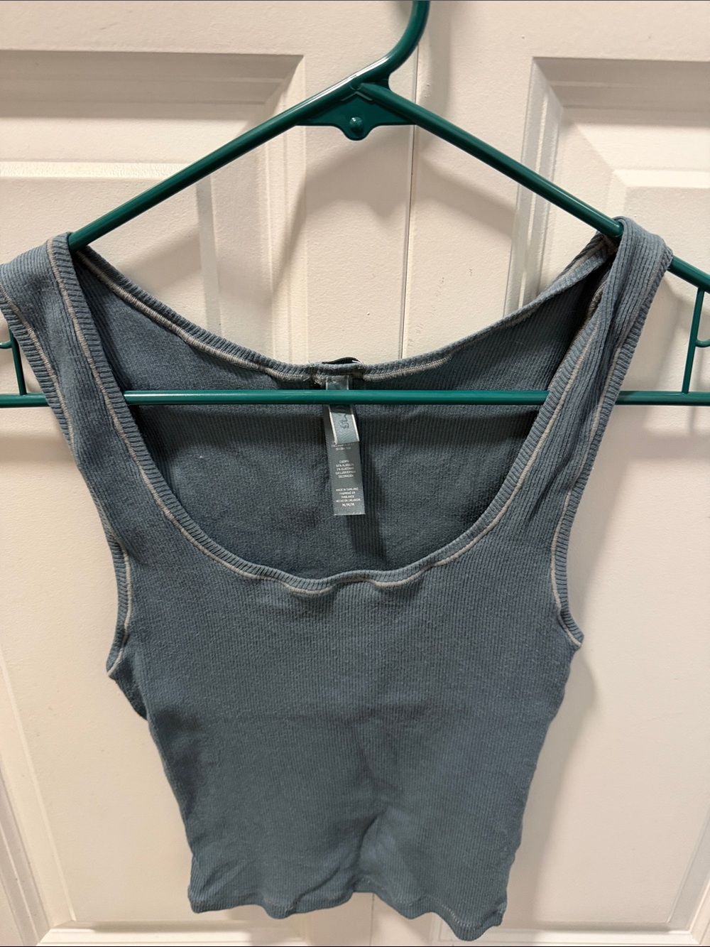 Skims Slate Blue Ribbed Scoop Tank